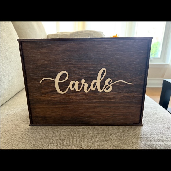 Wooden Card Box with Script Design - Picture 1 of 2